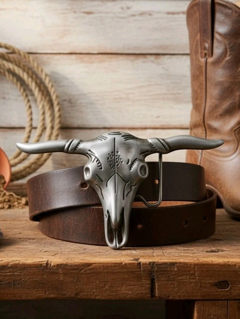 Gold or silver Texas longhorn steer belt buckle